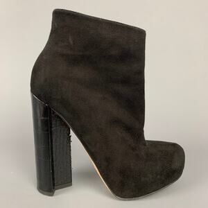 ALEJANDRO INGELMO Size 5.5 Black Suede Platform Ankle Boots